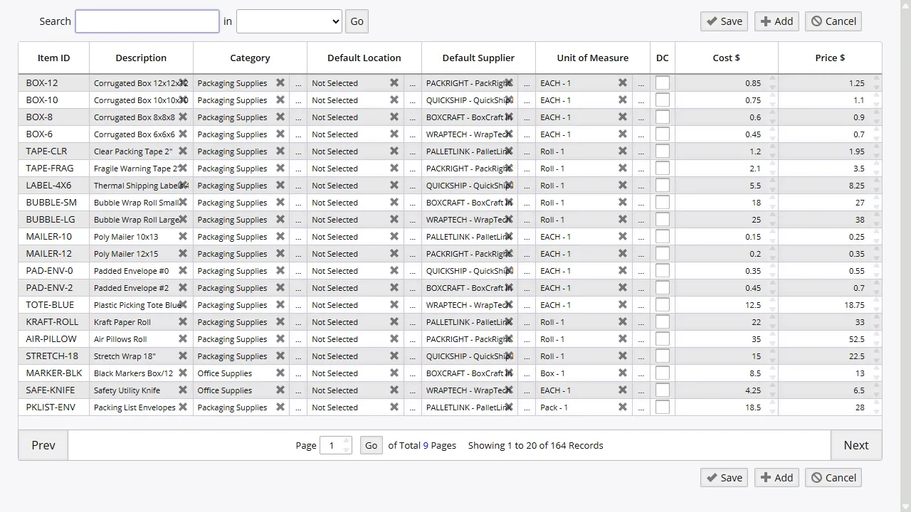 Bulk import screen with row validation results and file mapping columns