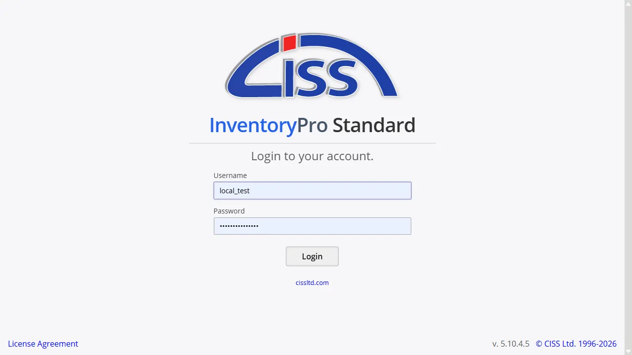 Inventory Pro login screen showing standard and SSO sign-in options